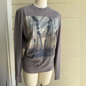 Light purple Graphic Sweatshirt with Palm Tree Los Angeles Hollywood Design